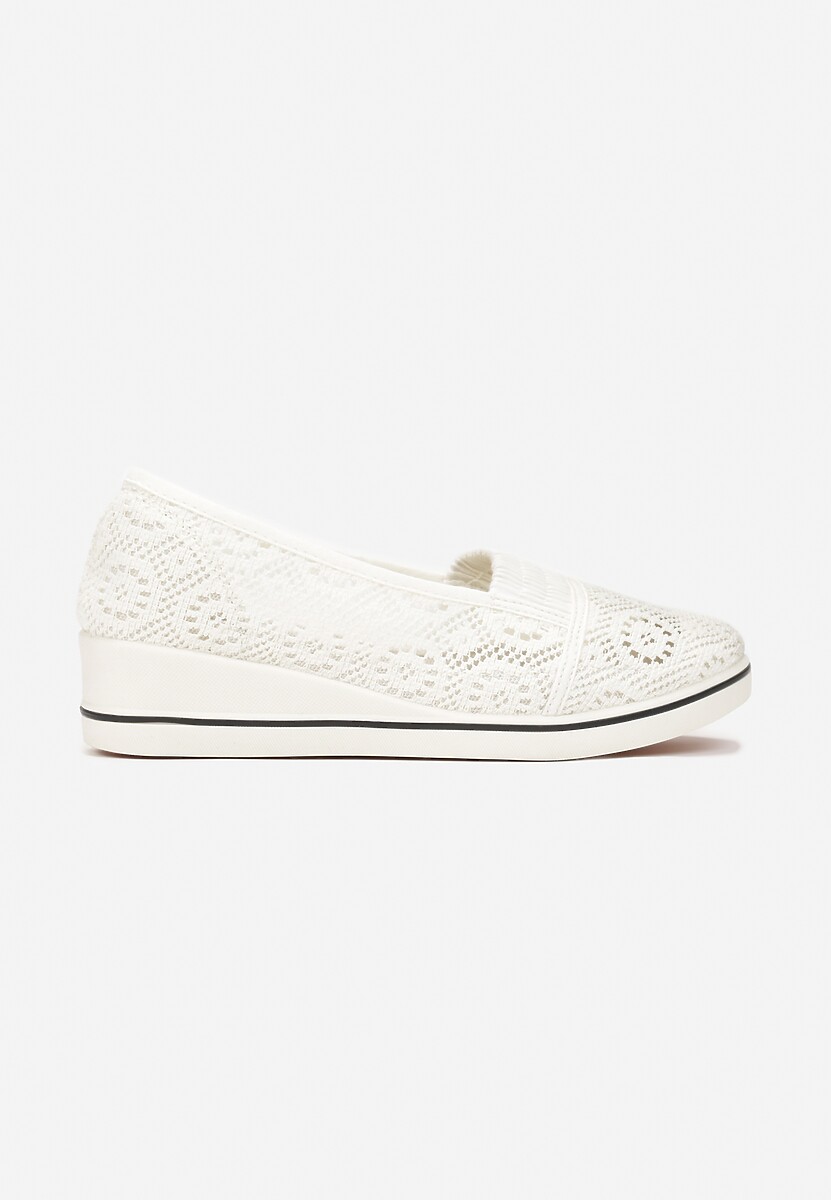 Beżowe Tenisówki z Ażurowej Siateczki na Niskiej Koturnie Nerurae