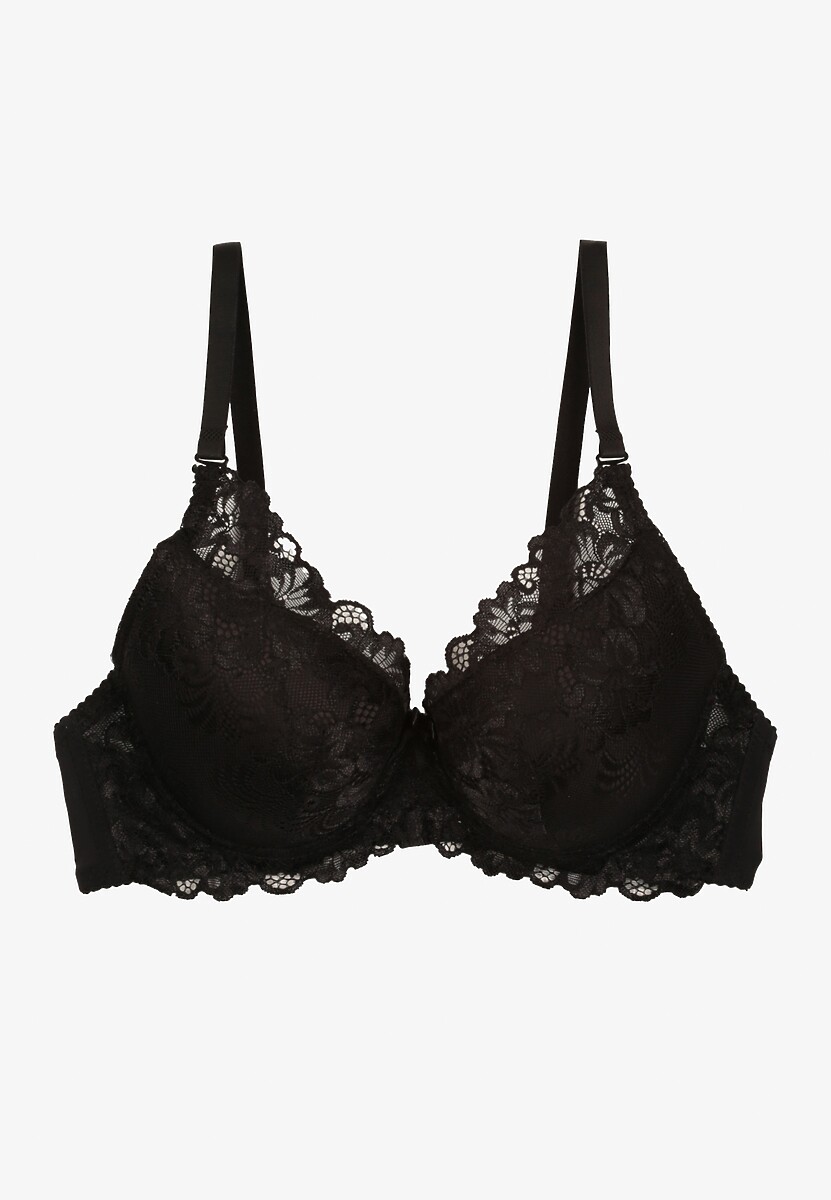 Czarny Biustonosz Ozdobiony Koronką Vonavia