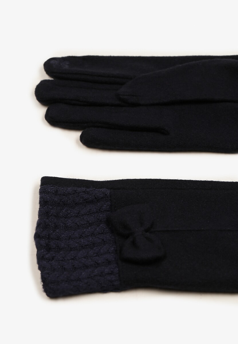 Niebieskie Rękawiczki z Bawełną Ozdobione Kokardką Visemi