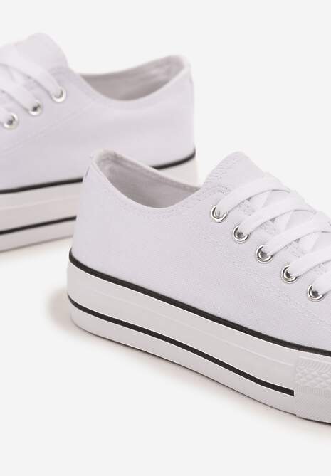 Biało-Czarne Trampki Vices na Platformie z Niską Cholewką Tiloria