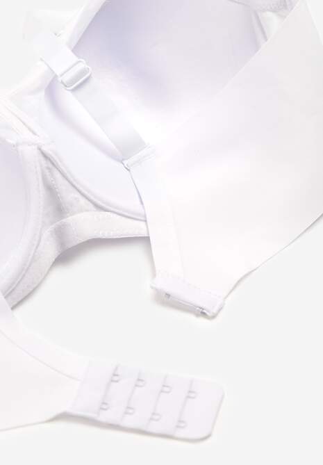 Biały Koronkowy Biustonosz Full Cup z Regulowanymi Ramiączkami Zdobiony Cyrkoniami Elleth