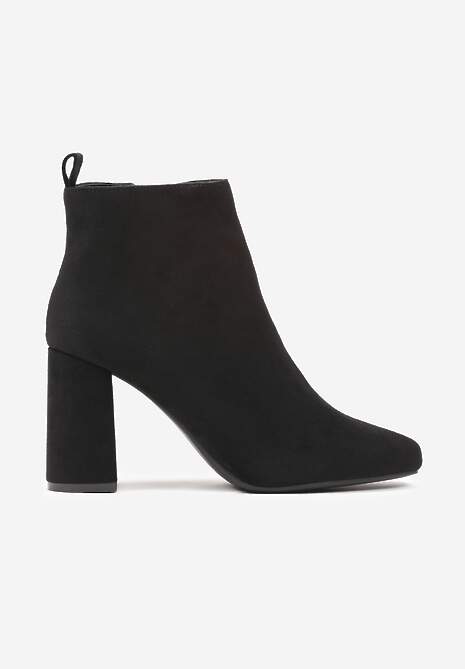 Czarne Casualowe Botki na Słupku z Ociepleniem Ittarelle