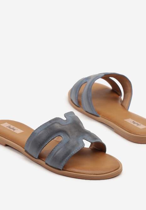 Niebieskie Klapki Basic z Wycięciami Varauri