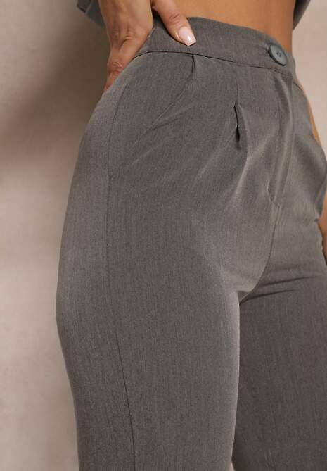 Szare Spodnie Garniturowe High Waist Zimara
