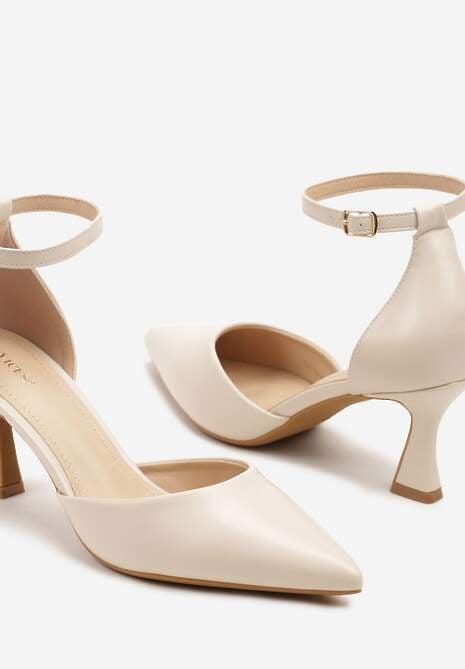 Beżowe Czółenka Vices na Klepsydrze z Noskiem w Szpic i Klamerką Nusithia