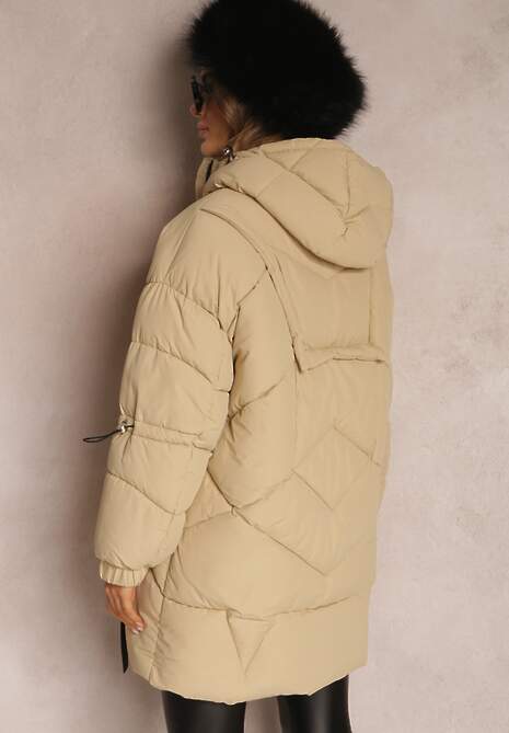 Beżowa Kurtka Pikowana Kagia