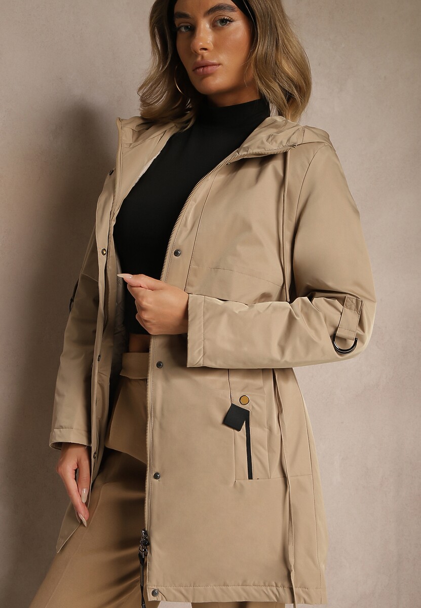 Zielona Kurtka Typu Parka z Kapturem o Klasycznym Kroju Tulania