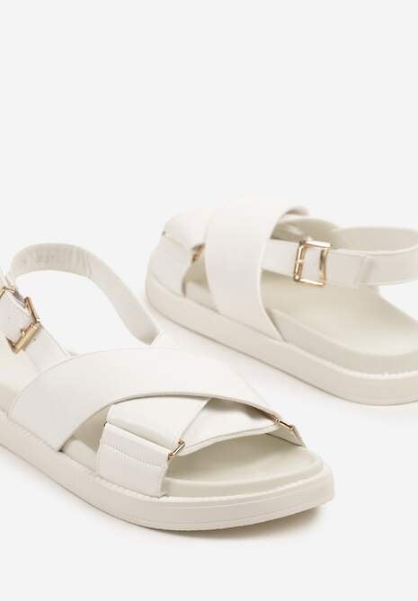 Białe Sandały z Geometrycznymi Paskami Tolirielle