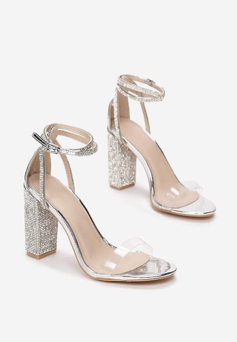 Srebrne Transparentne Sandały Rhethera
