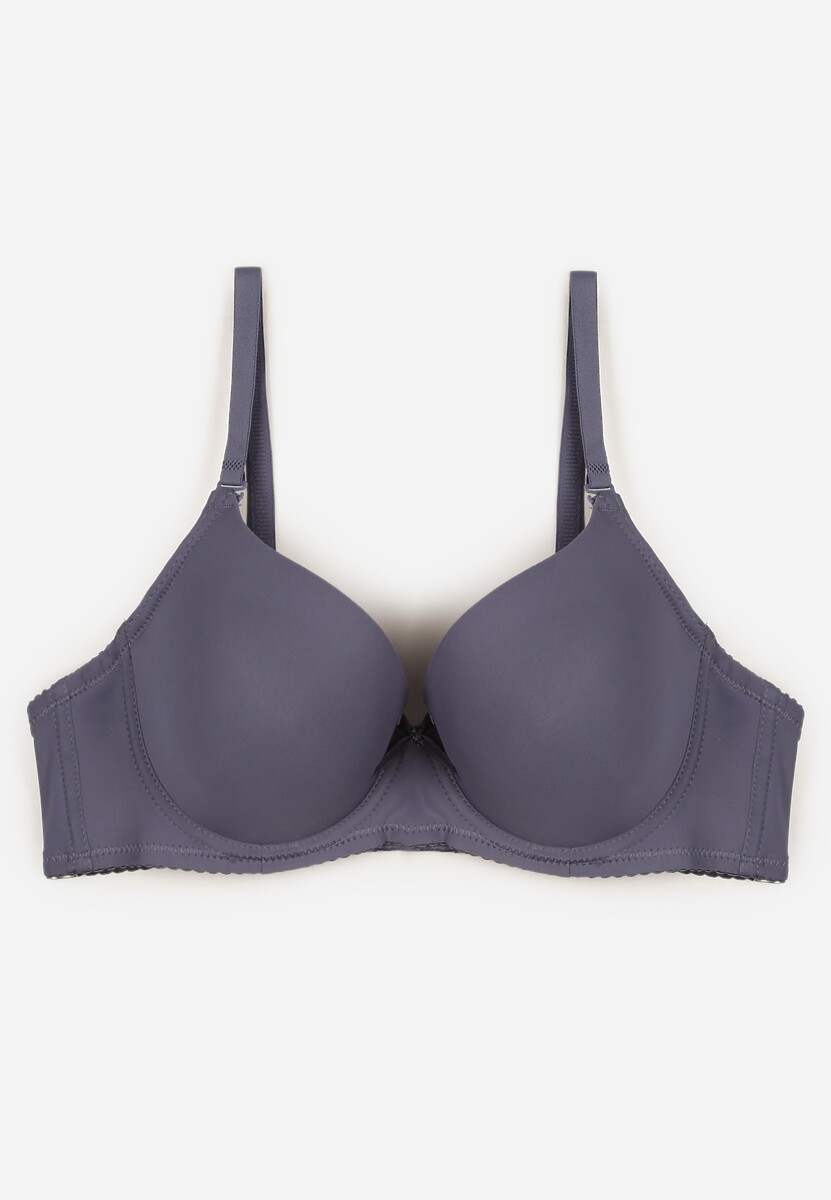 Granatowy Gładki Biustonosz o Klasycznym Fasonie Arriethia