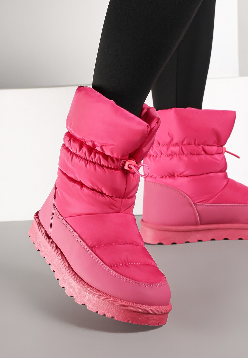 Ciemnoróżowe Pikowane Śniegowce z Troczkiem Pehn