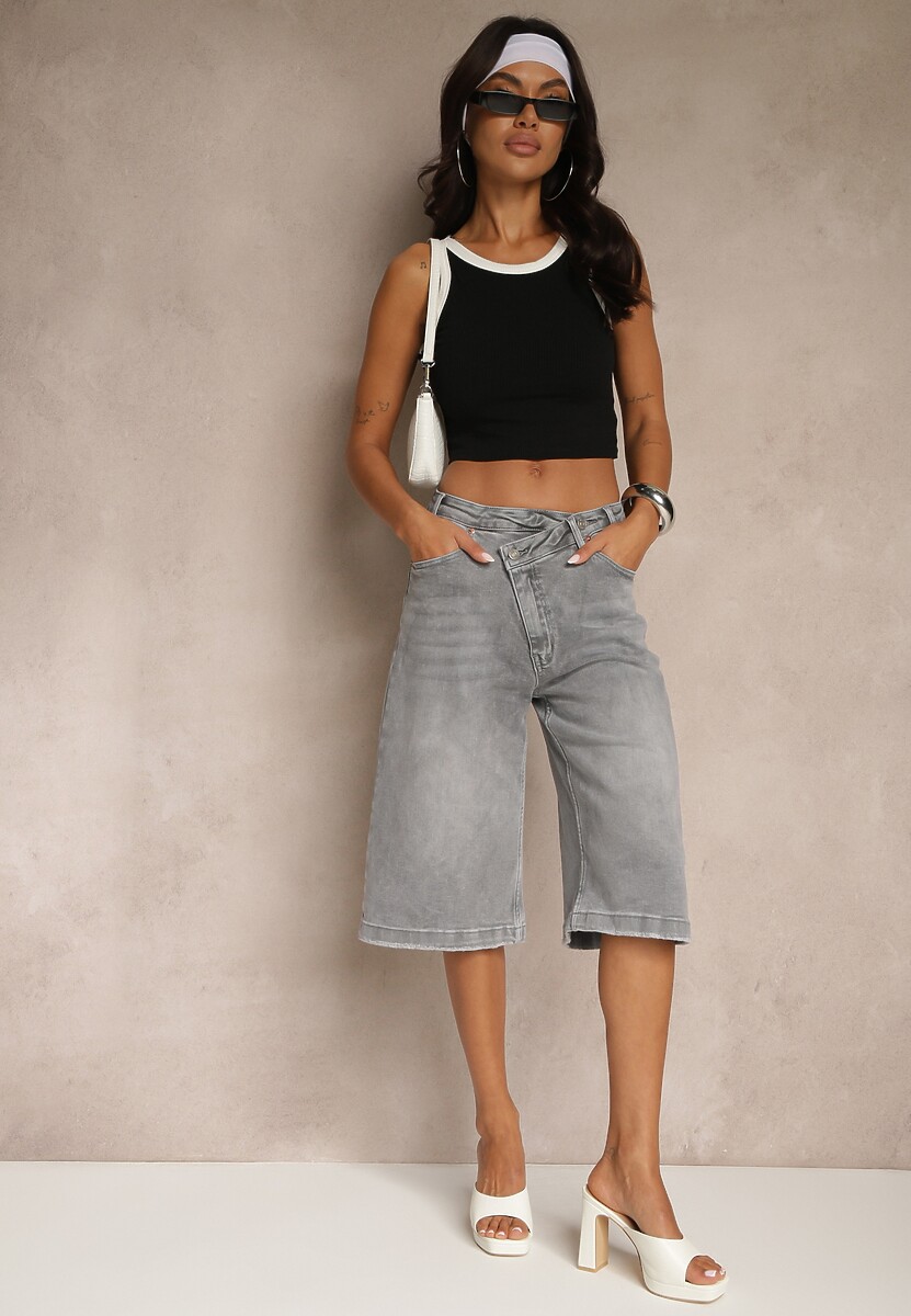 Szare Szorty z Bawełny o Asymetrycznym Kroju Rallimea