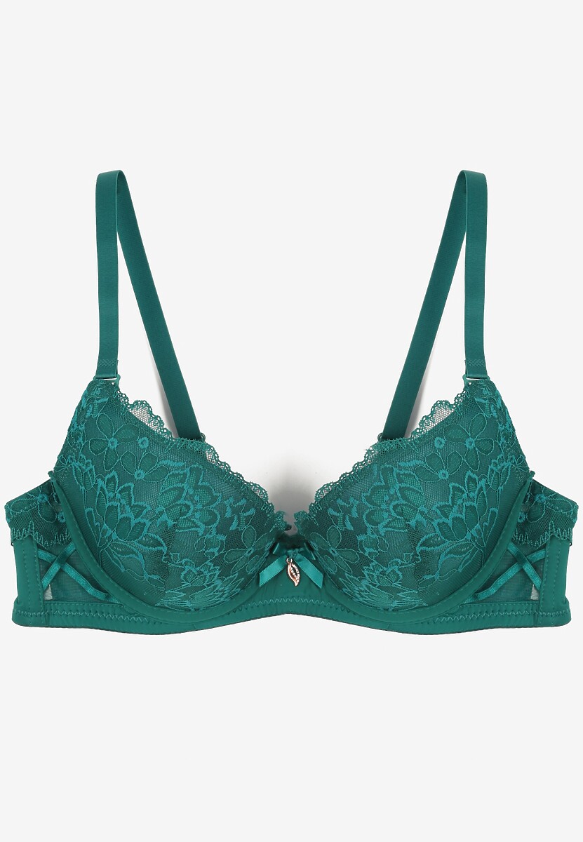 Zielony Biustonosz z Koronką i Kokardką Amirio