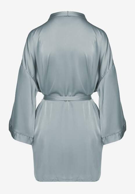 Zielony Szlafrok z Satyny Wykończony Paskiem Rivathena