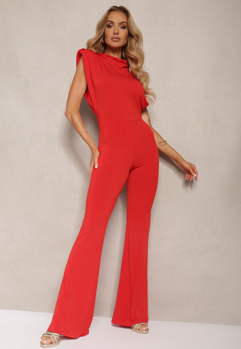 Czarny Elegancki Kombinezon z Odkrytymi Plecami Zapinany na Guziki Formina