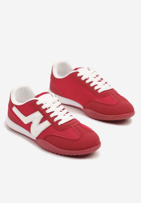 Czerwone Sneakersy Typu Klasyczne Tenisówki Zdobione Przeszyciami Elanioria