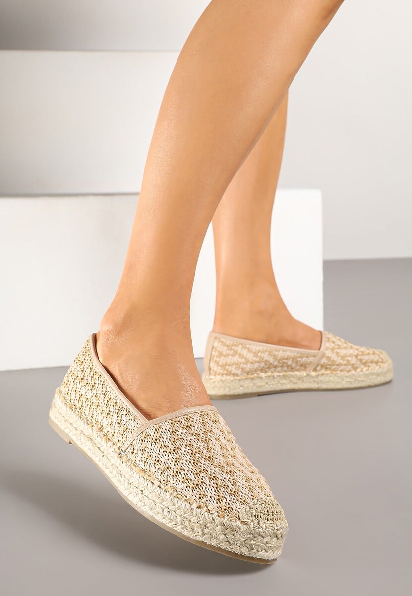 Beżowe Espadryle z Plecionym Sznurkiem Nimiorra