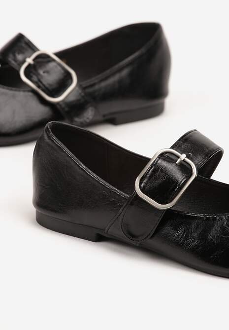 Czarne Balerinki w Stylu Mary Jane ze Szpiczastym Noskiem Nalivira