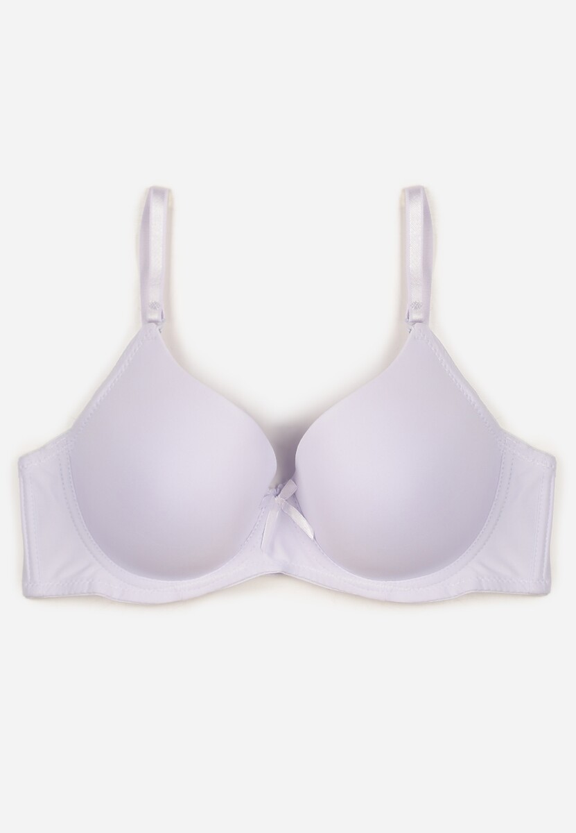 Granatowy Gładki Biustonosz o Klasycznym Fasonie Zdobiony Kokardką Caloris