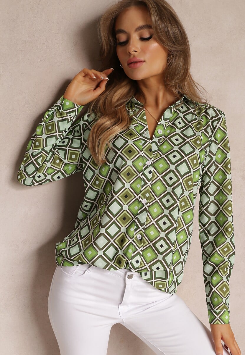 Jasnozielona Koszula w Kwadraty Uaini