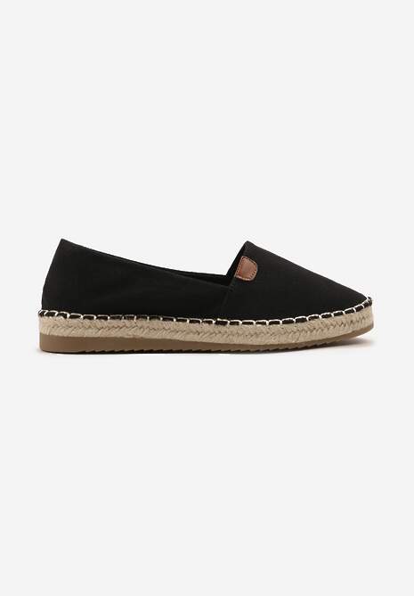 Czarne Płaskie Casualowe Espadryle w Stylu Boho Lephea