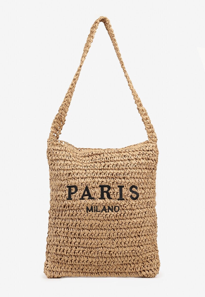 Beżowa Torebka o Okrągłym Kształcie Ozdobiona Frędzlami Odisse