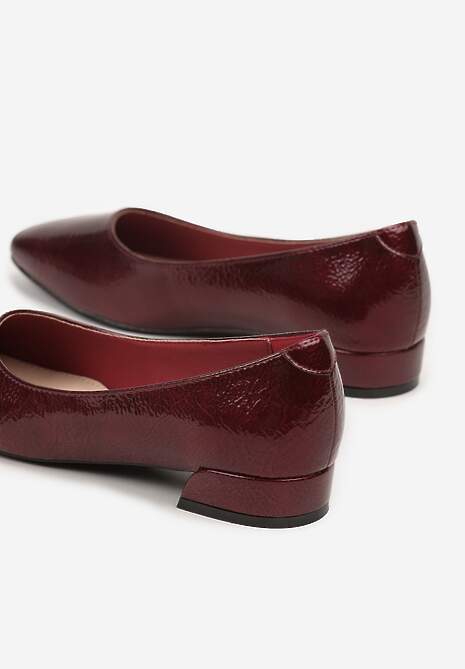 Bordowe Czółenka Lakierowane Vices z Wkładką ze Skóry Naturalnej Naliorelle