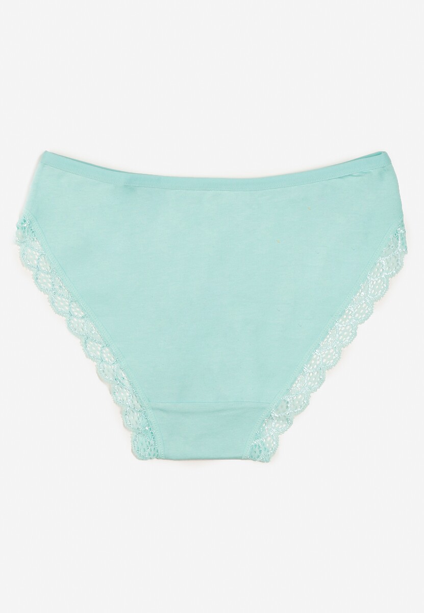 Miętowe Majtki Figi z Koronką z Elastycznej Bawełny Wiabelia