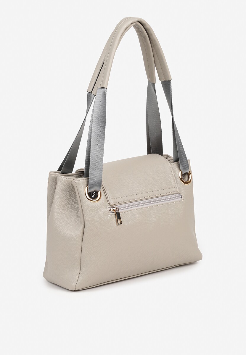 Szara Torebka na Ramię w Klasycznym Stylu z Klapą Idaletia