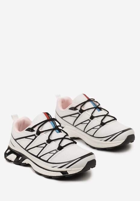 Biało-Czarne Sneakersy z Ozdobnymi Wstawkami i Ściąganą Gumką Aineri