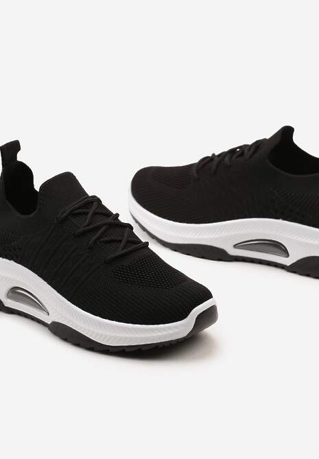 Czarne Wsuwane Buty Sportowe w Skarpetkowym Stylu z Ozdobną Podeszwą Moonlise