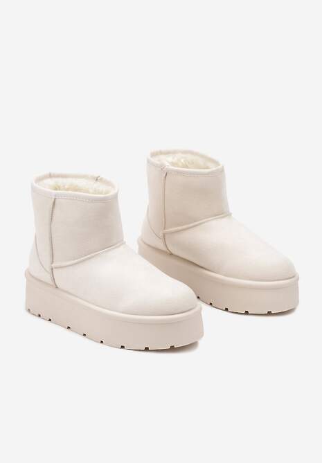 Beżowe Wsuwane Śniegowce na Gładkiej Platformie Irindara