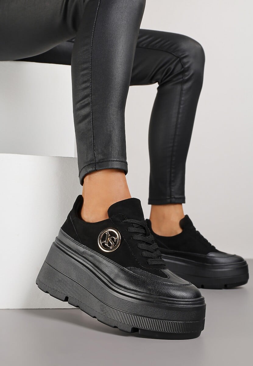 Brązowe Chunky Sneakersy Vices na Platformie z Okrągłym Detalem Sedvira