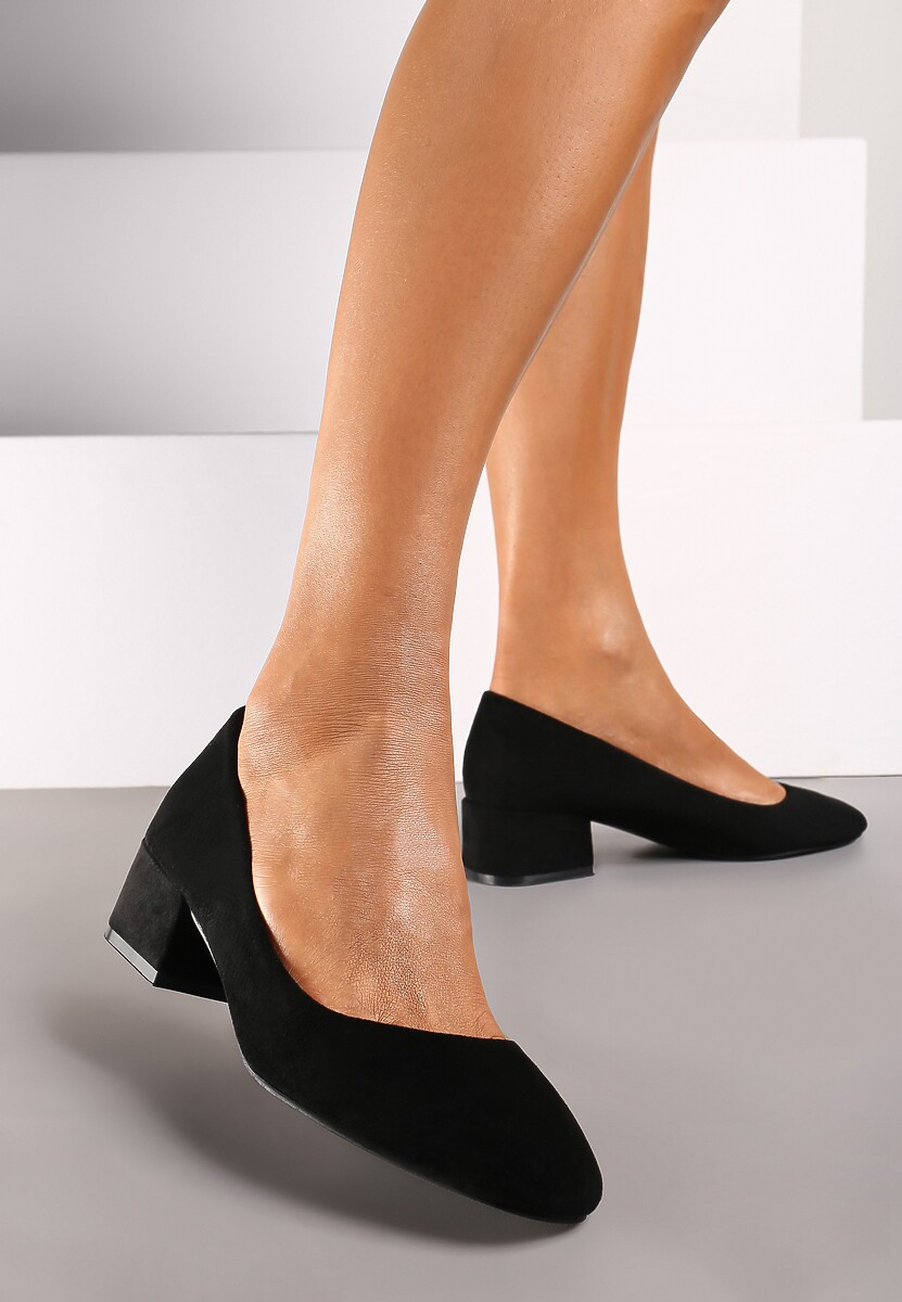 Niebieskie Czółenka na Słupku Vices ze Skórzaną Wkładką Savirae