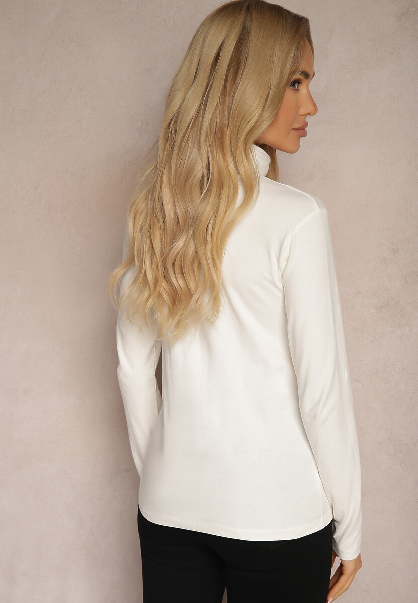 Biała Bluzka z Bawełny z Golfem Nerisja