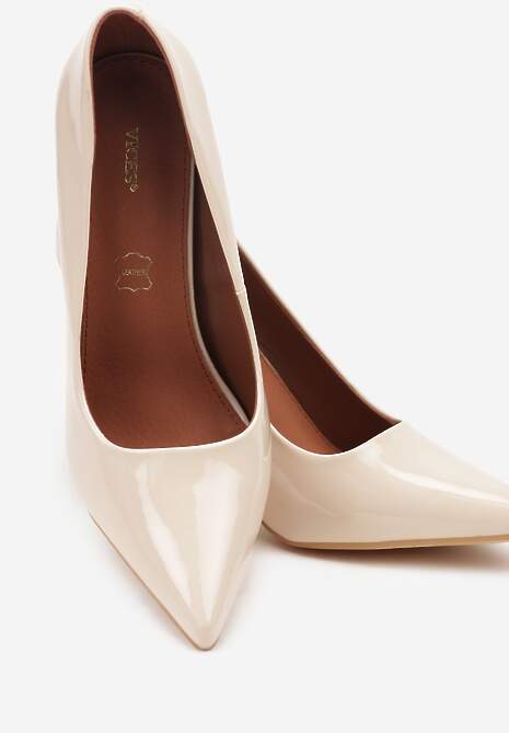 Jasnobeżowe Szpilki Vices na Klepsydrze z Wkładką ze Skóry Naturalnej Zitene