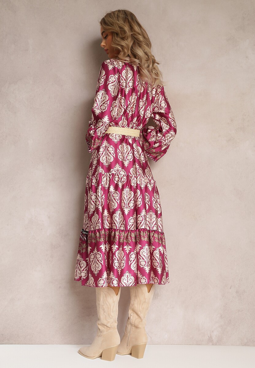 Fuksjowa Sukienka Rozkloszowana z Paskiem w Talii Zosho