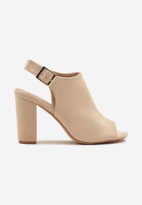Beżowe Sandały Vices na Słupku z Wkładką ze Skóry Naturalnej Feladriela