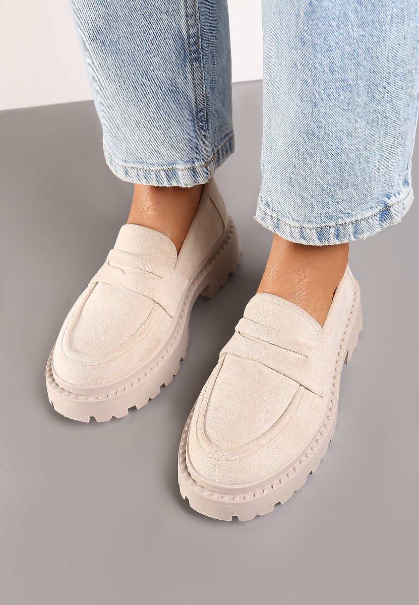 Beżowe Wsuwane Mokasyny Vices na Platformie Dionela