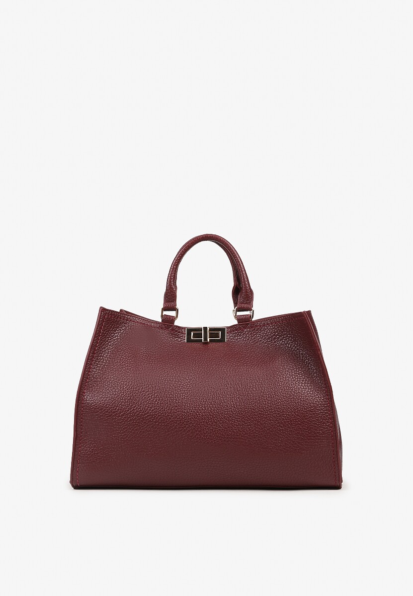 Beżowa Torebka Shopperka z Rączkami Ozdobiona Klamrą Nalasia