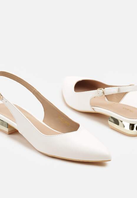 Białe Sandały Slingback Vices z Wkładką ze Skóry Naturalnej Galeresa