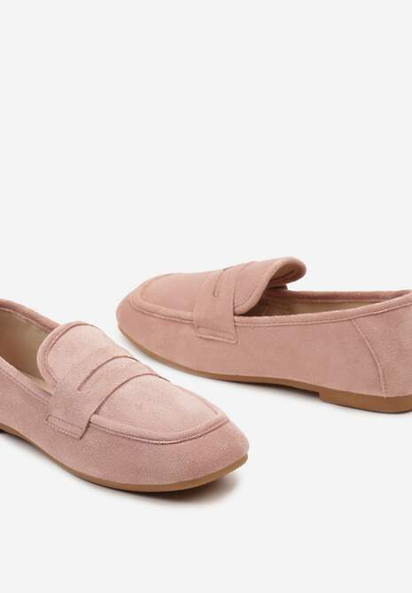 Różowe Casualowe Wsuwane Mokasyny na Płaskiej Podeszwie z Ozdobnym Elementem na Przodzie Janesstia