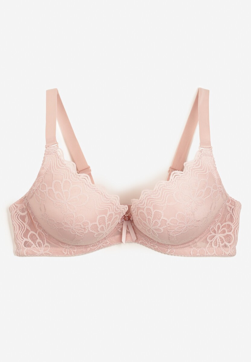 Różowy Koronkowy Biustonosz Typu Push-Up Chrisalia