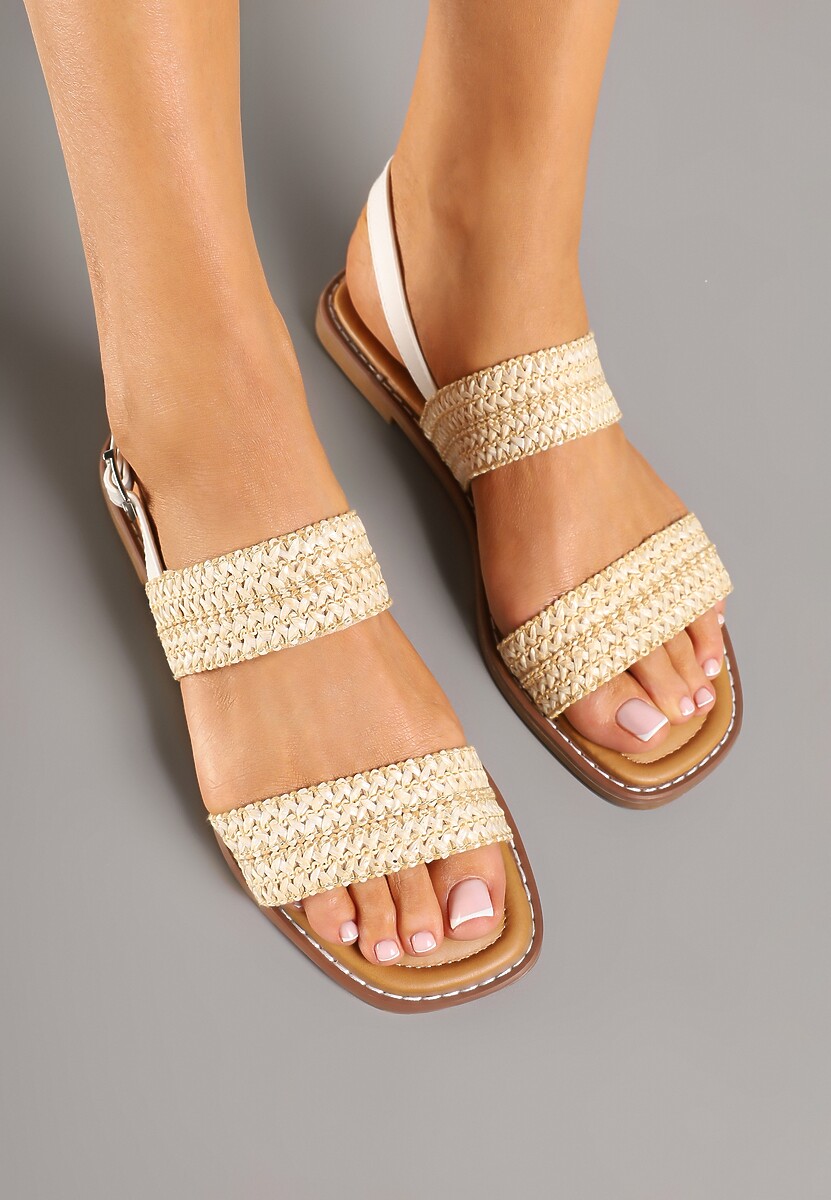 Beżowe Sandały z Ozdobną Plecionką Tolimara
