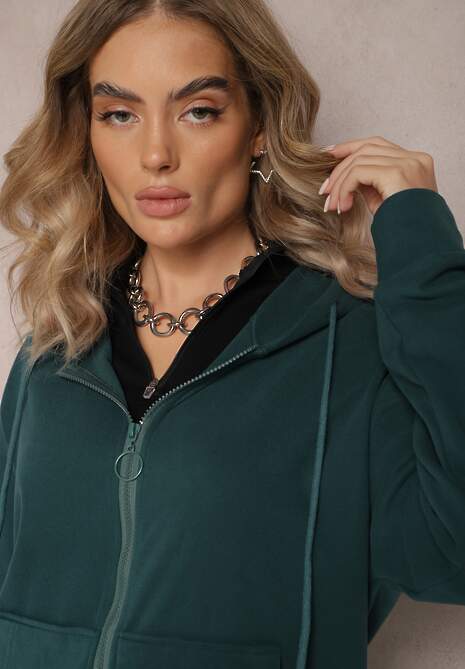 Zielony Komplet Dresowy 2-częściowy z Bluzą i Spodniami Seraphira