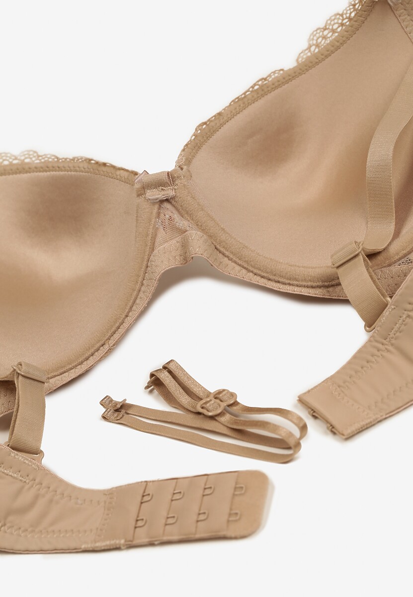 Ciemnobeżowy Biustonosz Full Cup z Koronką Tinallore