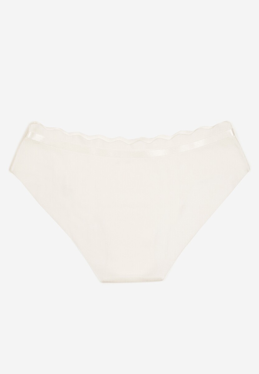 Białe Bawełniane Prążkowane Majtki Bezszwowe Figi Qesivia