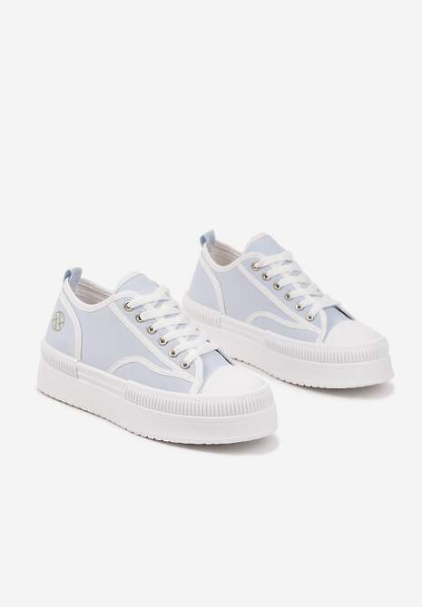 Niebieskie Trampki na Platformie z Metaliczną Ozdobą Afleeria