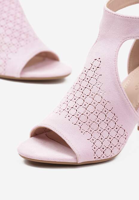 Różowe Sandały Botki ze Sprzączką na Słupku Ciarilora