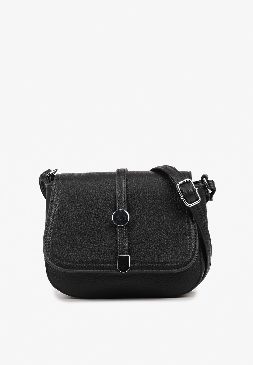 Czarna Torebka Listonoszka Ozdobiona Klapą Dolissea